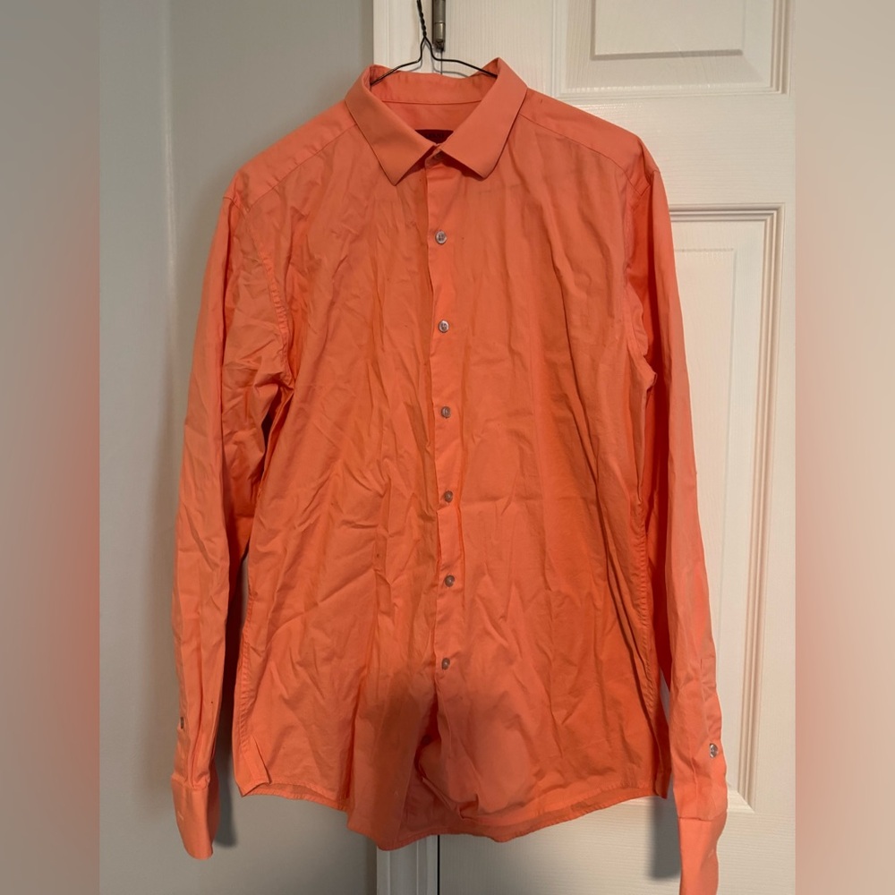 Alfani Orange Casual Button Down Shirt with Classic Collar